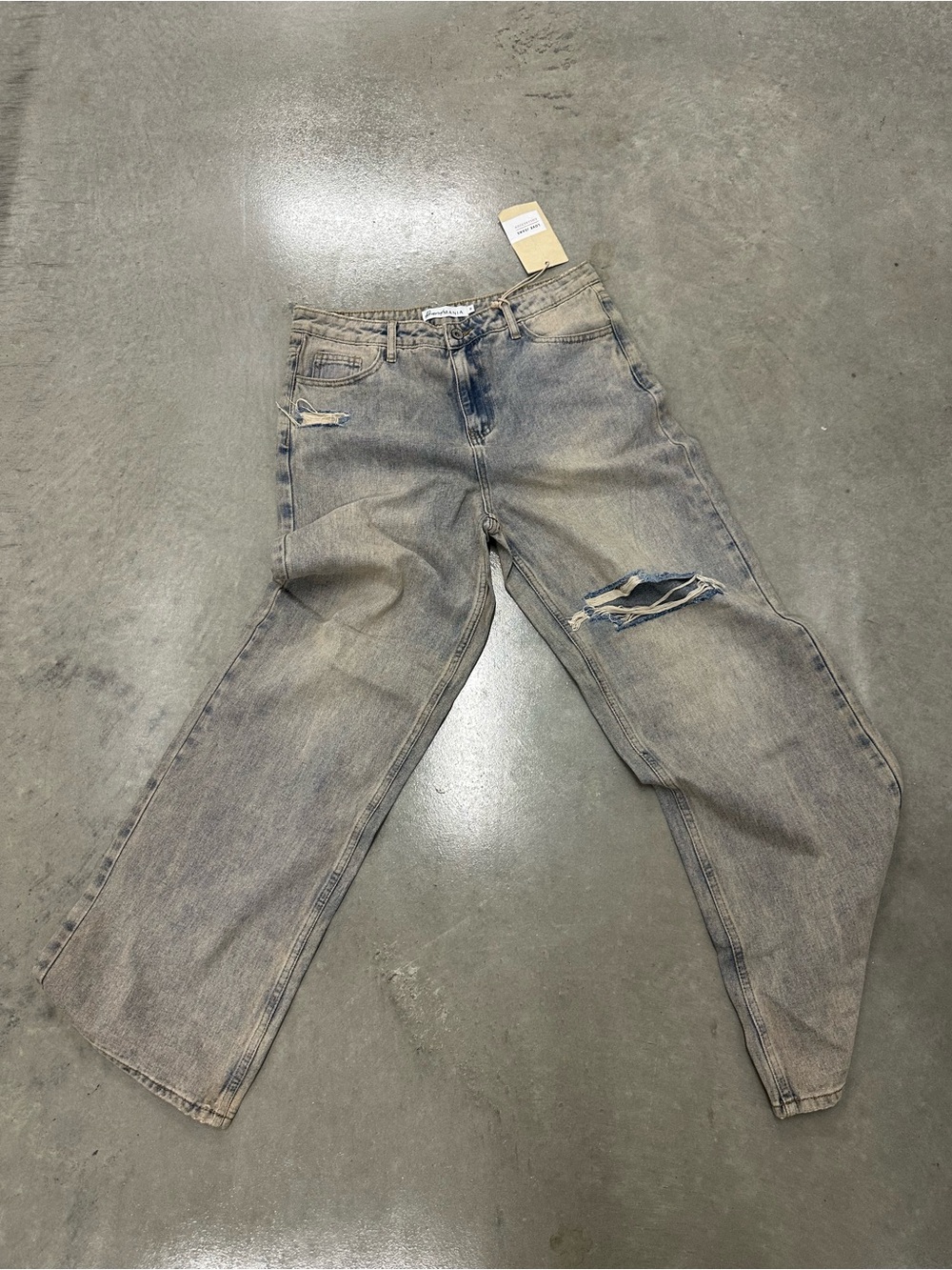Light Wash Distressed High-Waist Jeans